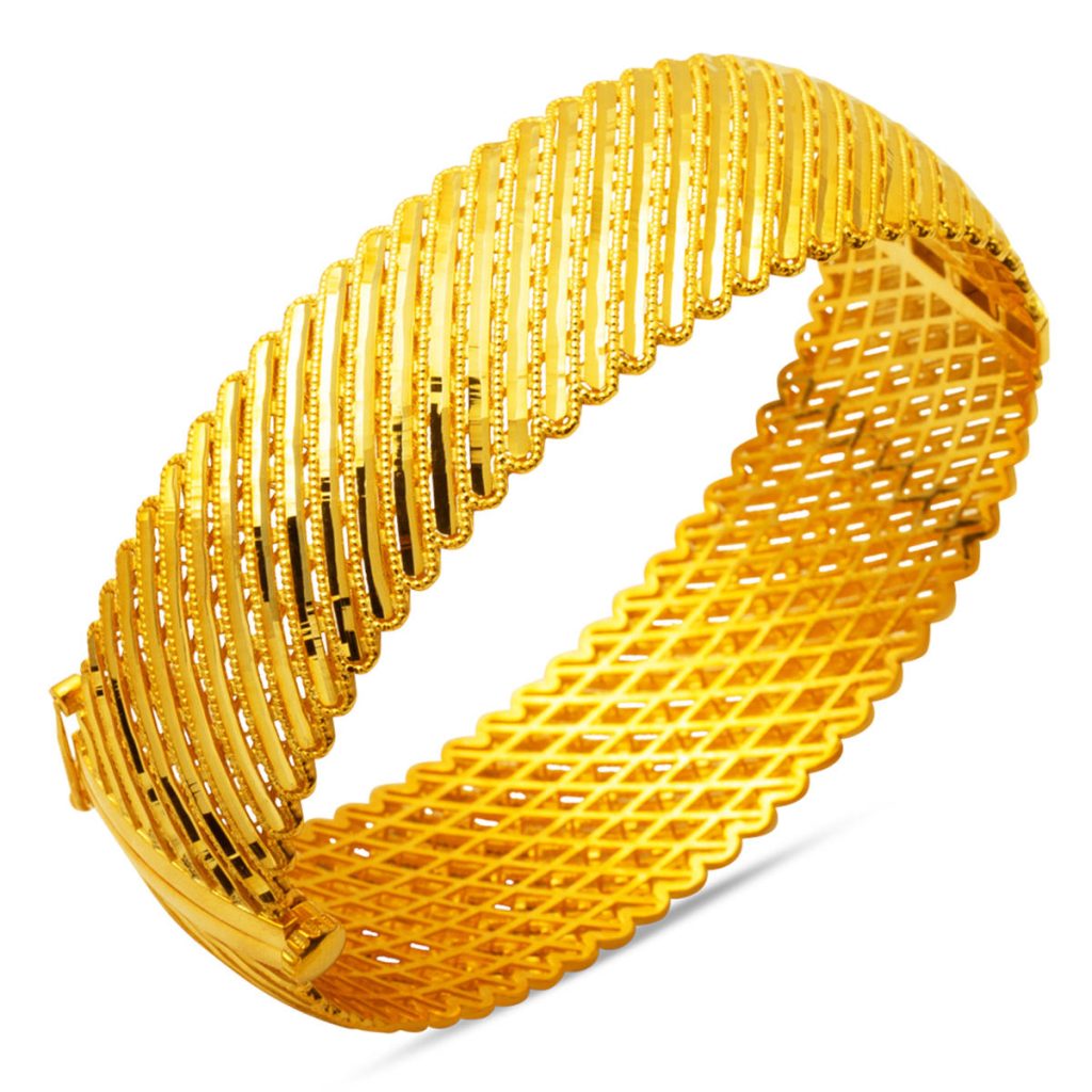 Kalemli Parlak Manchette Jonc 14 Carats Or