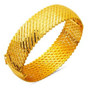 Kalemli Parlak Manchette Jonc 14 Carats Or