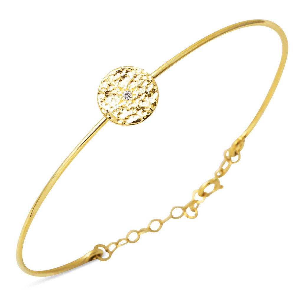 Modern Thin Spor Gold Bangle 14 Karat