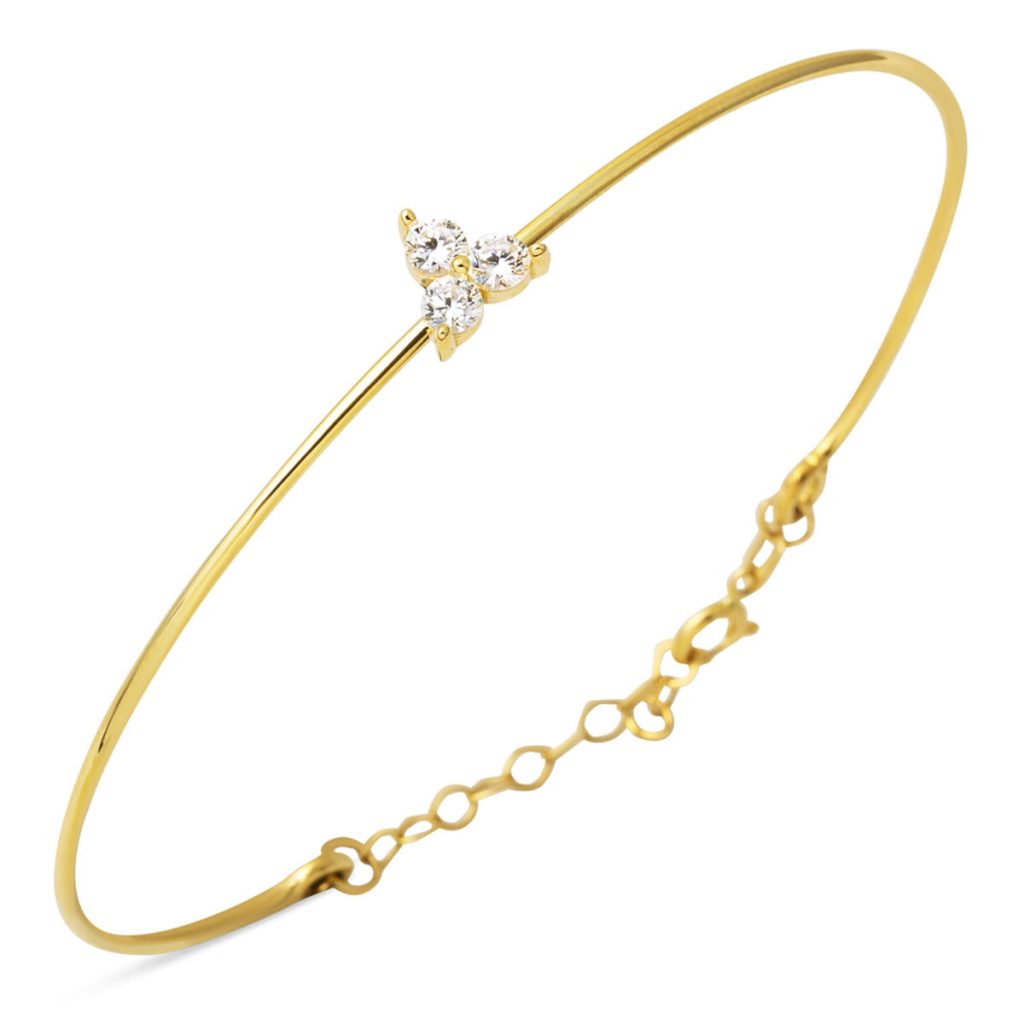 Tria with Stones 14 Karat Gold Thin Cuff