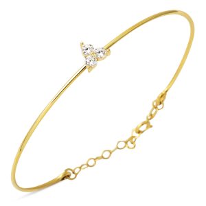 Tria with Stones 14 Karat Gold Thin Cuff
