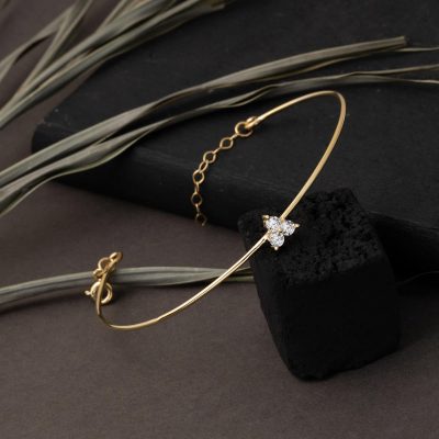 Tria Taşlı 14 Ayar Altın İnce Kelepçe - 14K - 3.47g - EZ Gold