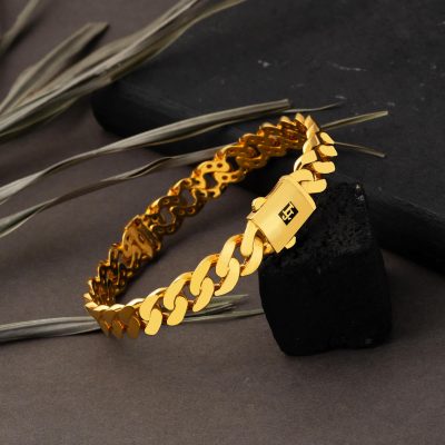 22K Curb Gold Cuff Bracelet - 22K - 20.5g - EZ Gold