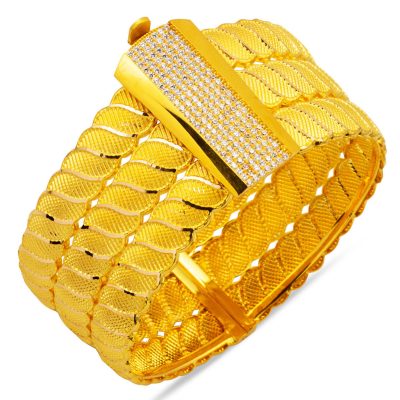 14K Mardin Twistedsı Gold Cuff Bracelet