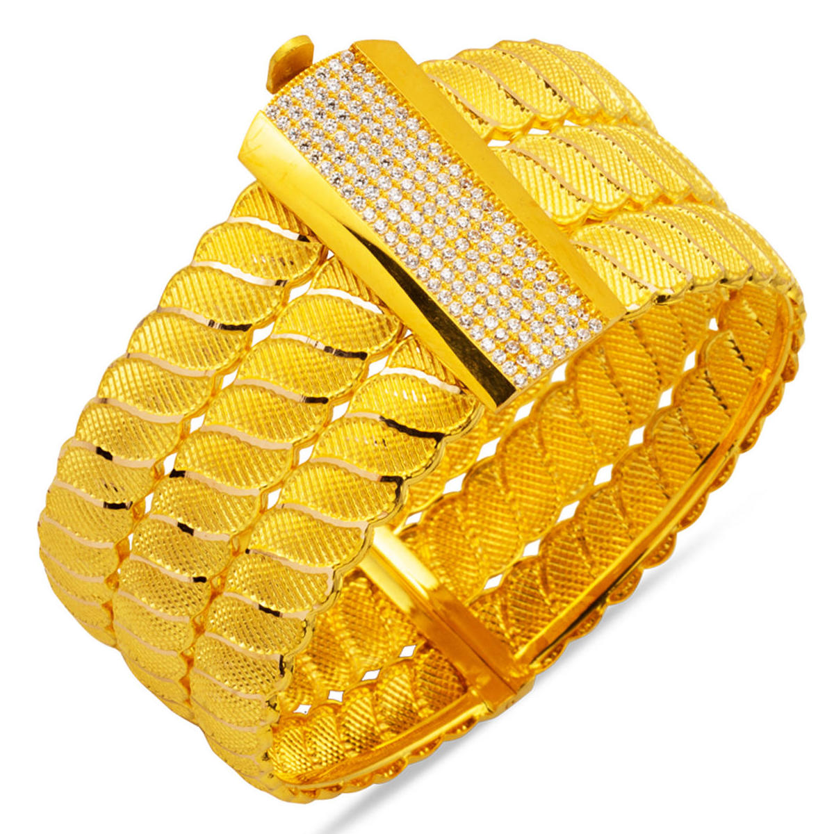 14 Carats Mardin Torsadée Or Manchette Jonc