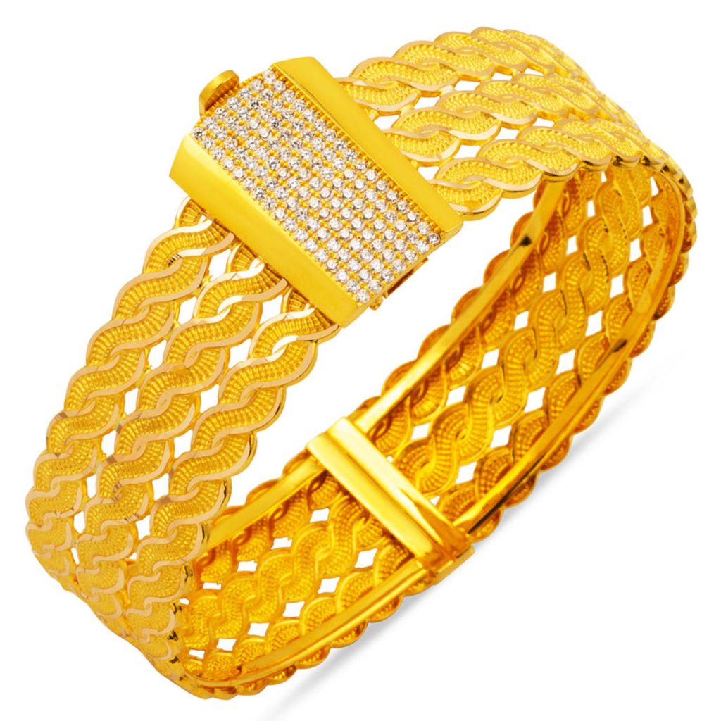Saç Tressésü Torsadée 14 Carats Or Jonc