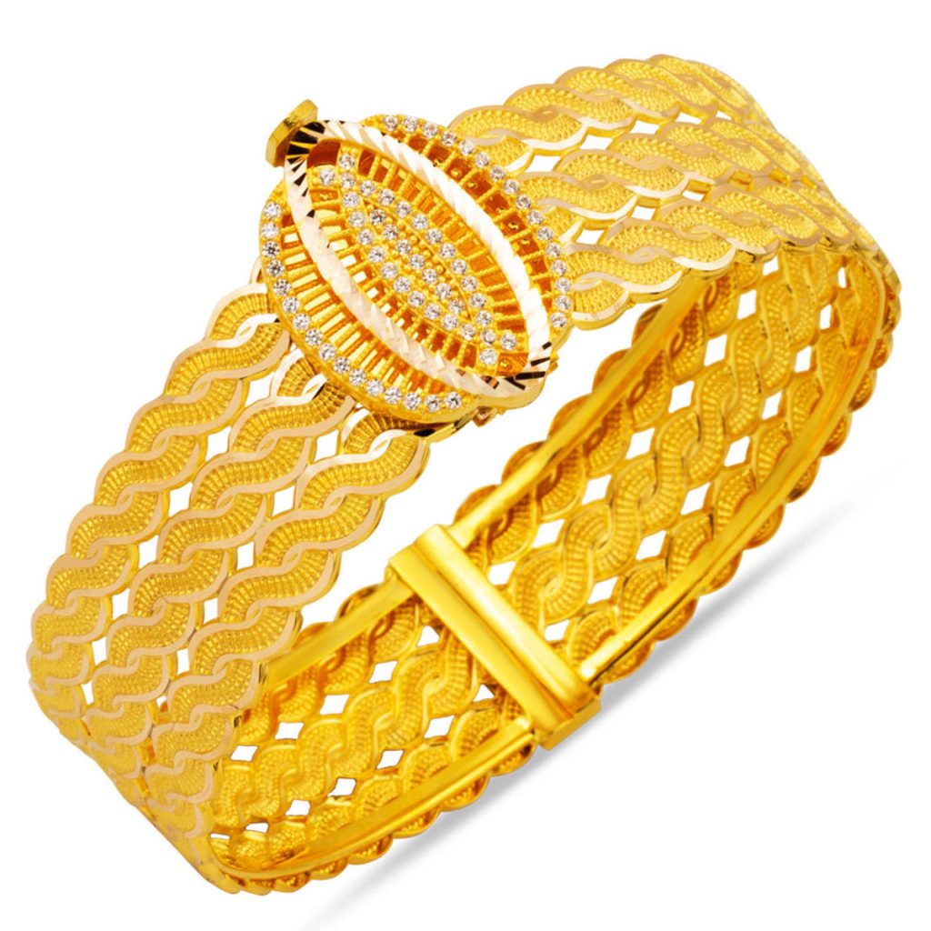 14 Karat Saç Wovensü Twistedlı Gold Bangle