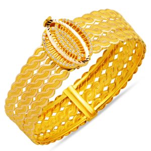 14 Carats Saç Tressésü Torsadé Or Jonc