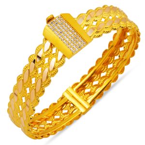 14 Karat İki Row Twistedlı Gold Cuff Bangle