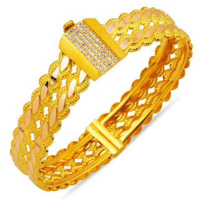 İki Rang Torsadélı Or Manchette Bracelet