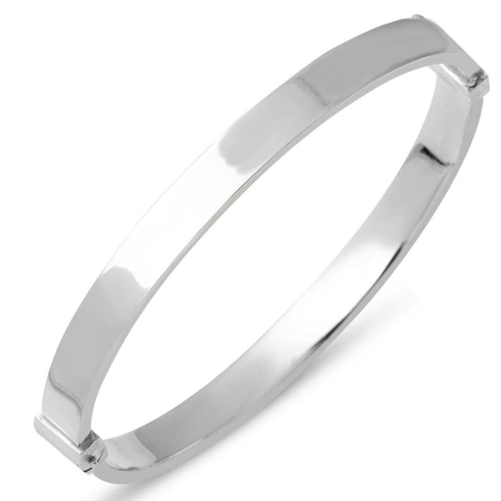 Desensiz Düz White Gold 14 Karat Cuff Bracelet