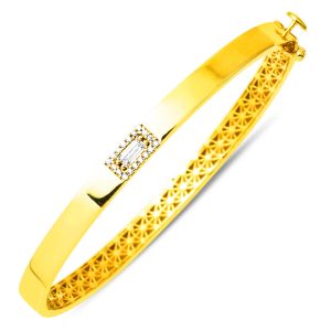 22 Karat Baguette Gold Cuff Bangle