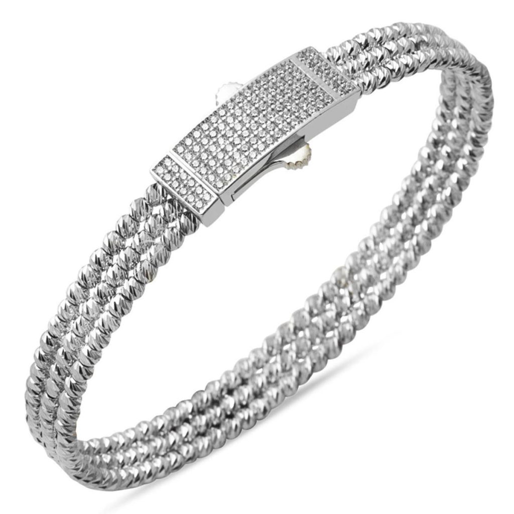 14 Karat Ball Beaded White Gold Cuff Bangle