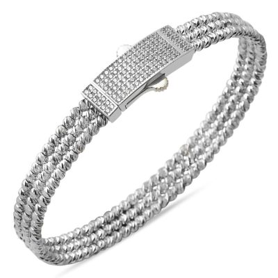 14 Carats Boules Boules Blanc Or Manchette Jonc