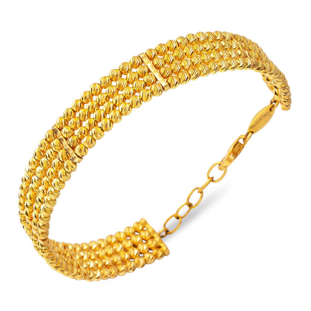 4 Rangs Boules Boules 14 Carats Or Manchette Jonc