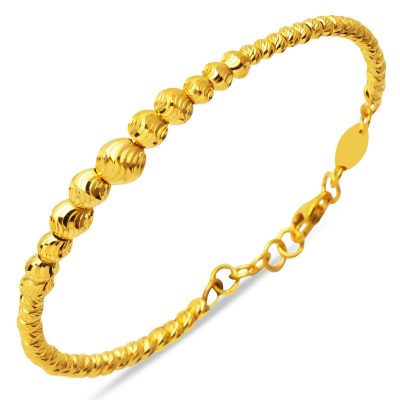 Kalemli Dorique à Boules 14 Carats Manchette Or Bracelet