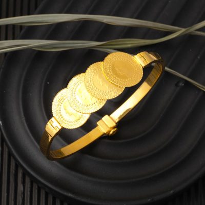 4 Çeyrek Altınlı 14 Ayar Kelepçe Altın Bileklik - 14K - 14.5g - EZ Gold