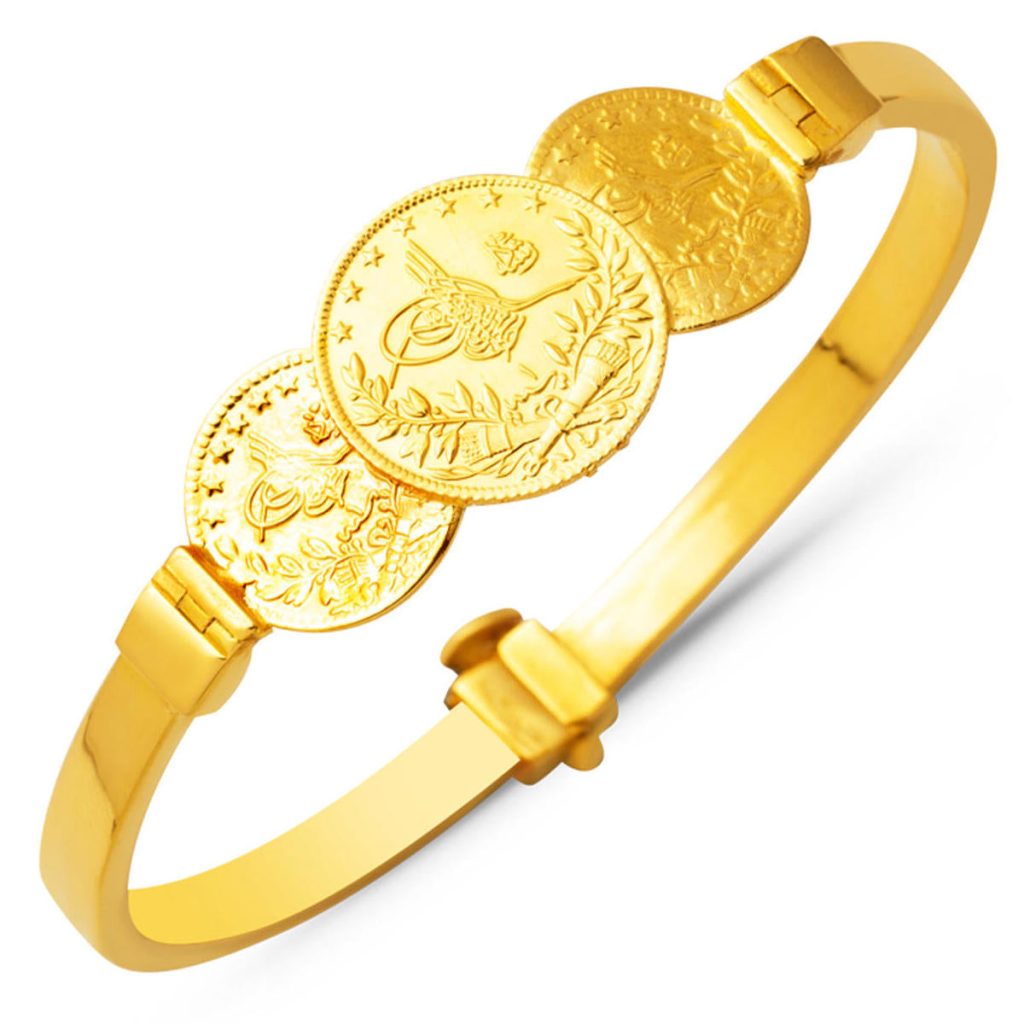 Quart Ve Demi avec Reşat 14 Carats Or Manchette Bracelet
