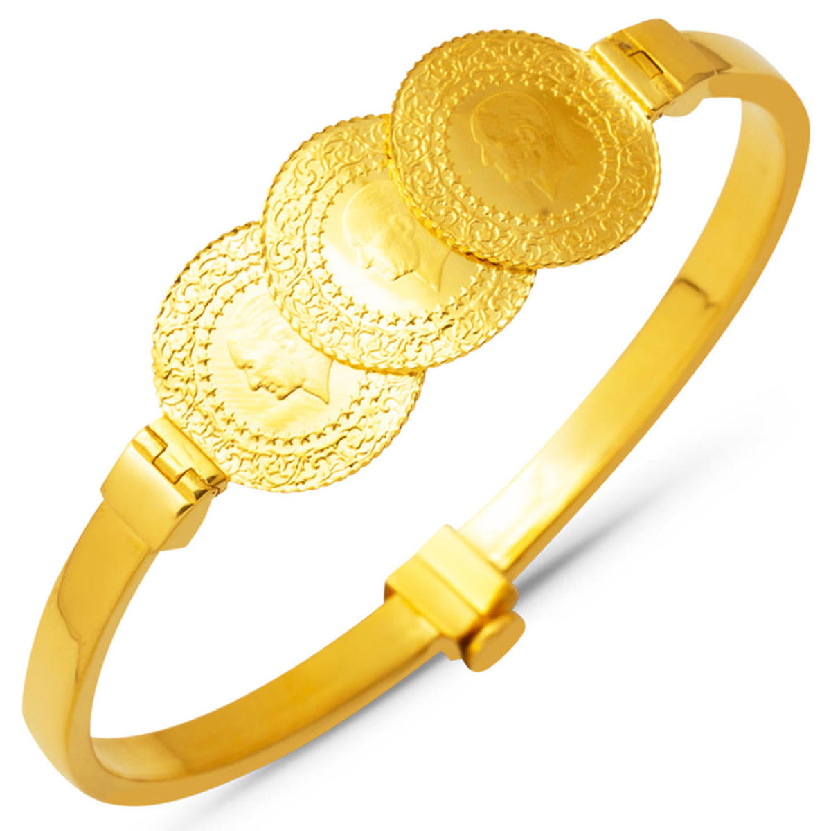3 Quarter Gold 14 Karat Cuff Gold Bracelet