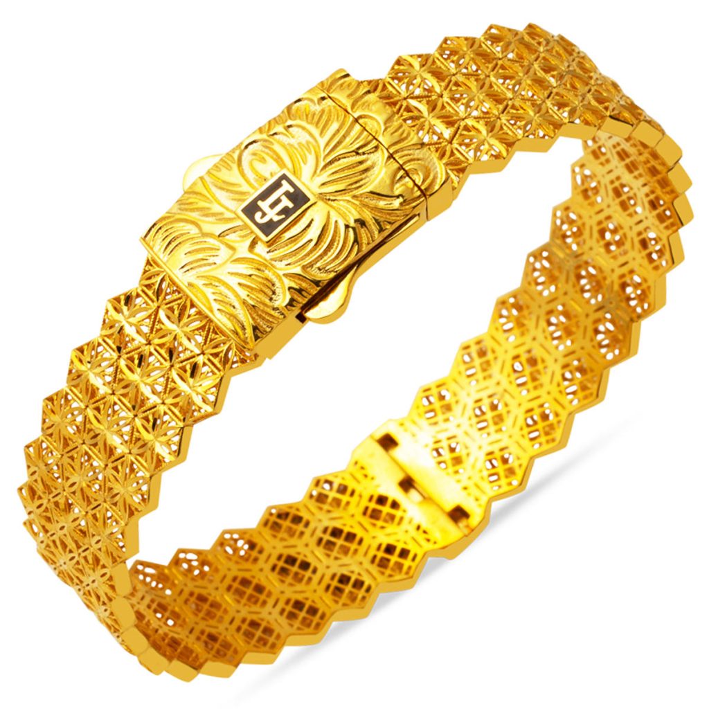14 Karat Design Desenli Cuff Gold Bangle