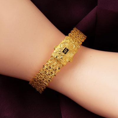 14 Ayar Tasarım Desenli Kelepçe Altın Bilezik - 14K - 25g - EZ Gold