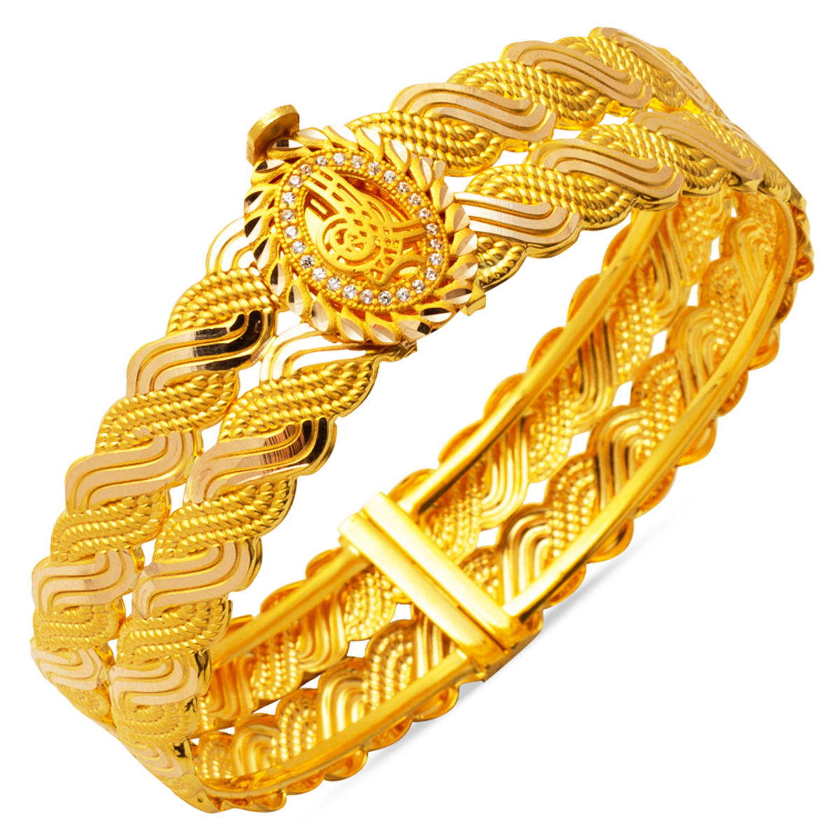 Trabzon Wovenlü Tughra Kilitli Gold Bangle