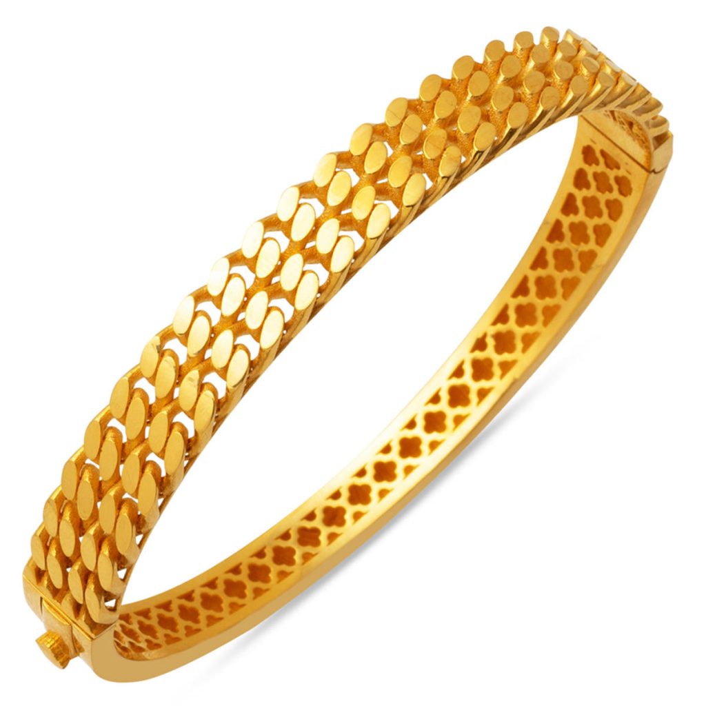 Çift Rangs Gourmette a Chaine 22 Carats Kilit Or Jonc