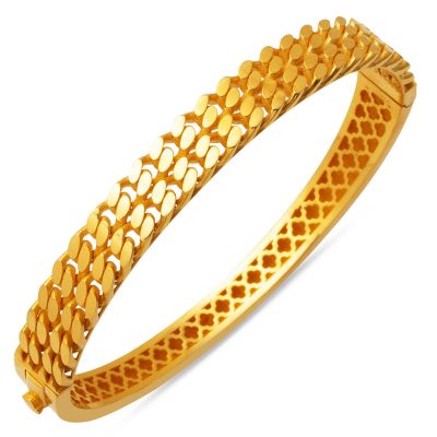Çift Row Curb Zincirli 22K Kilitli Gold Bracelet