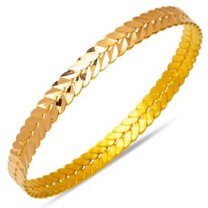 Başak Twisted 14 Karat Yellow Gold Bangle 17 g.