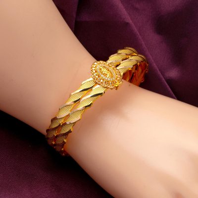 Osmanlı with Monogram Kesik Twisted Gold Cuff Bracelet - 14K - 12.43g - EZ Gold