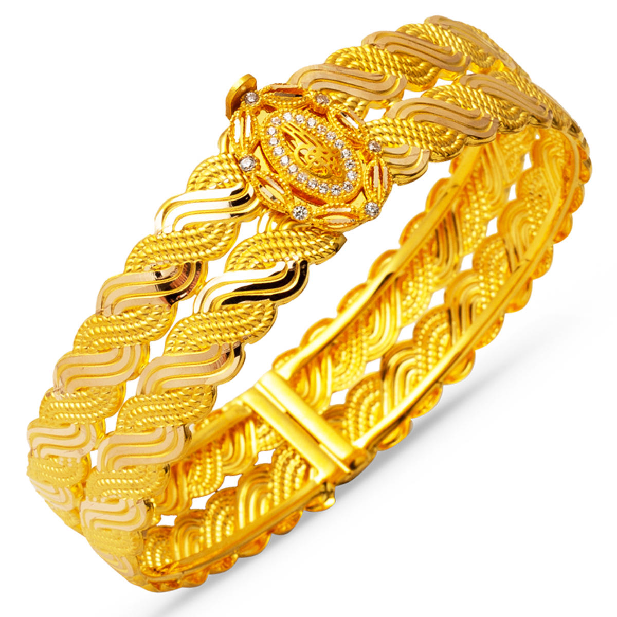 Trabzon Wovensü Tughra 14 Karat Gold Bangle