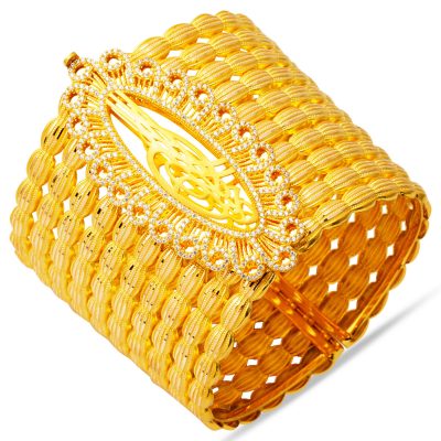 Midye Twisted Büyük with Monogram Gold Cuff Bracelet