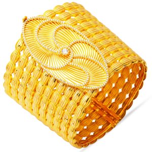Modern Design Midye Twistedlı Kilitli Gold Bangle