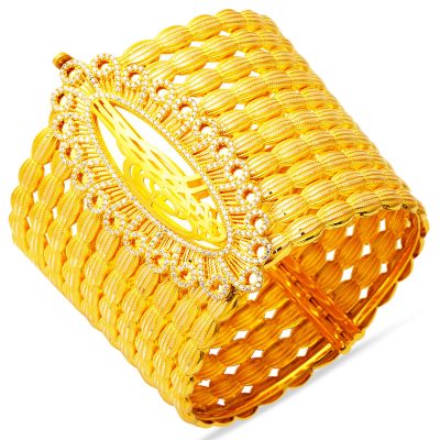Büyük with Monogram Midye Twistedlı Cuff Gold Bracelet