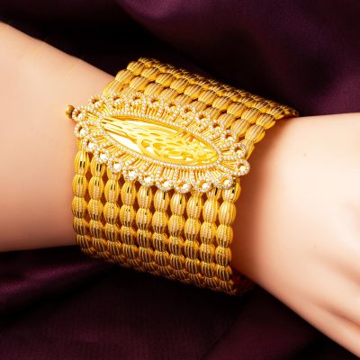 Büyük with Monogram Midye Twistedlı Cuff Gold Bracelet - 14K - 59g - EZ Gold