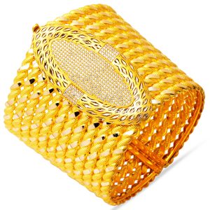 Twistedlı Trendy Design Cuff Gold Bangle