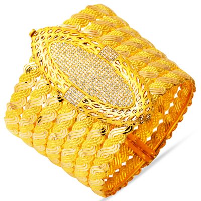 Trabzon Wovenlü Trend Gold Cuff Bracelet