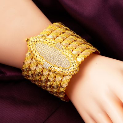 Trabzon Wovenlü Trend Gold Cuff Bracelet - 14K - 51g - EZ Gold