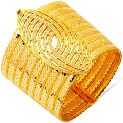 Trend with Clasp Curb Design Kilitli Gold Bracelet