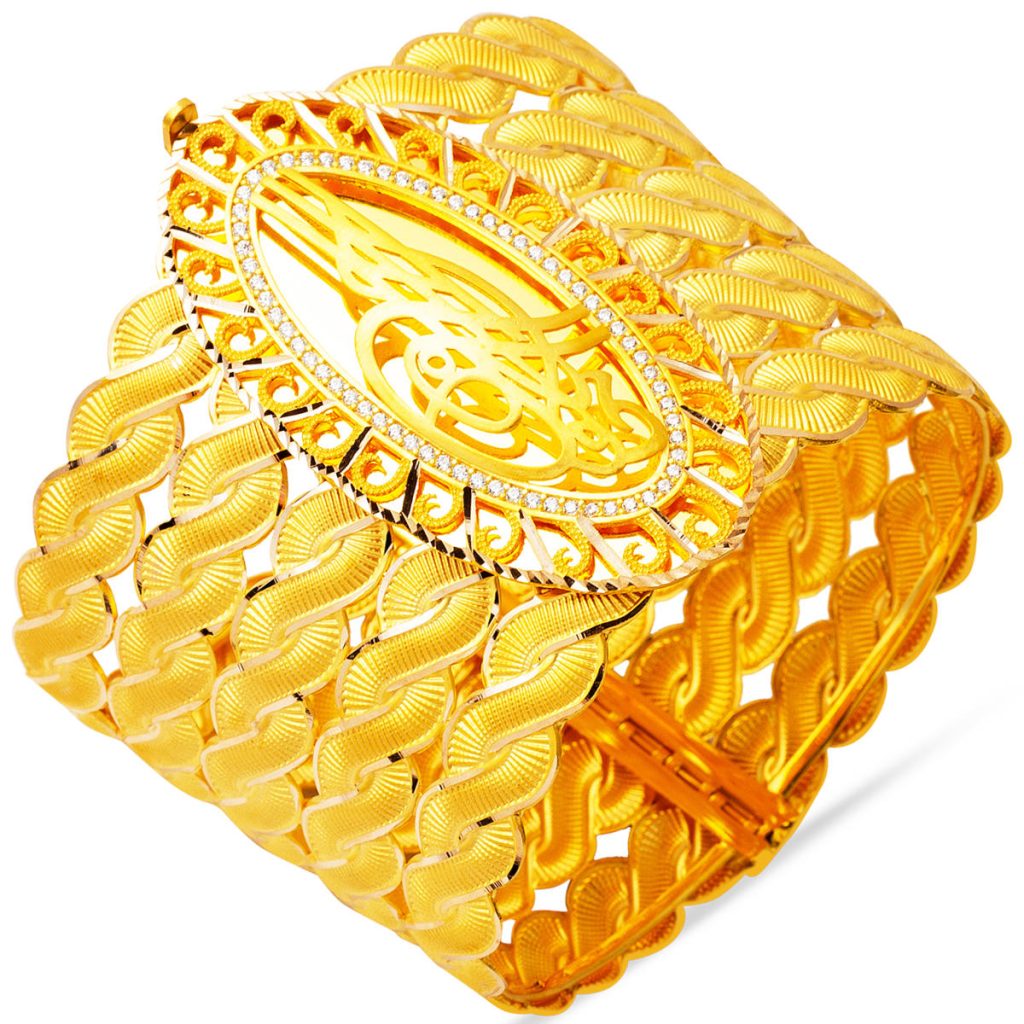 Saç Tressésü Torsadée Monogramme Ottoman Manchette Or Jonc