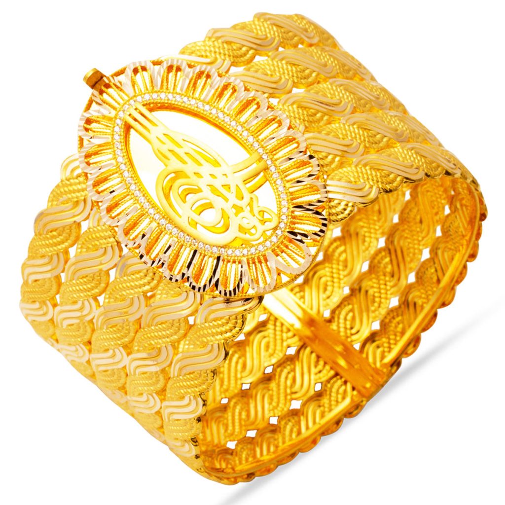 Trabzon Tressélü Ottoman Monogramme Ottoman Manchette Or Jonc