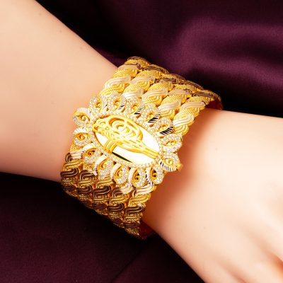 Reyna Rize Wovenlü with Monogram Gold Cuff Bracelet - 14K - 37g - EZ Gold