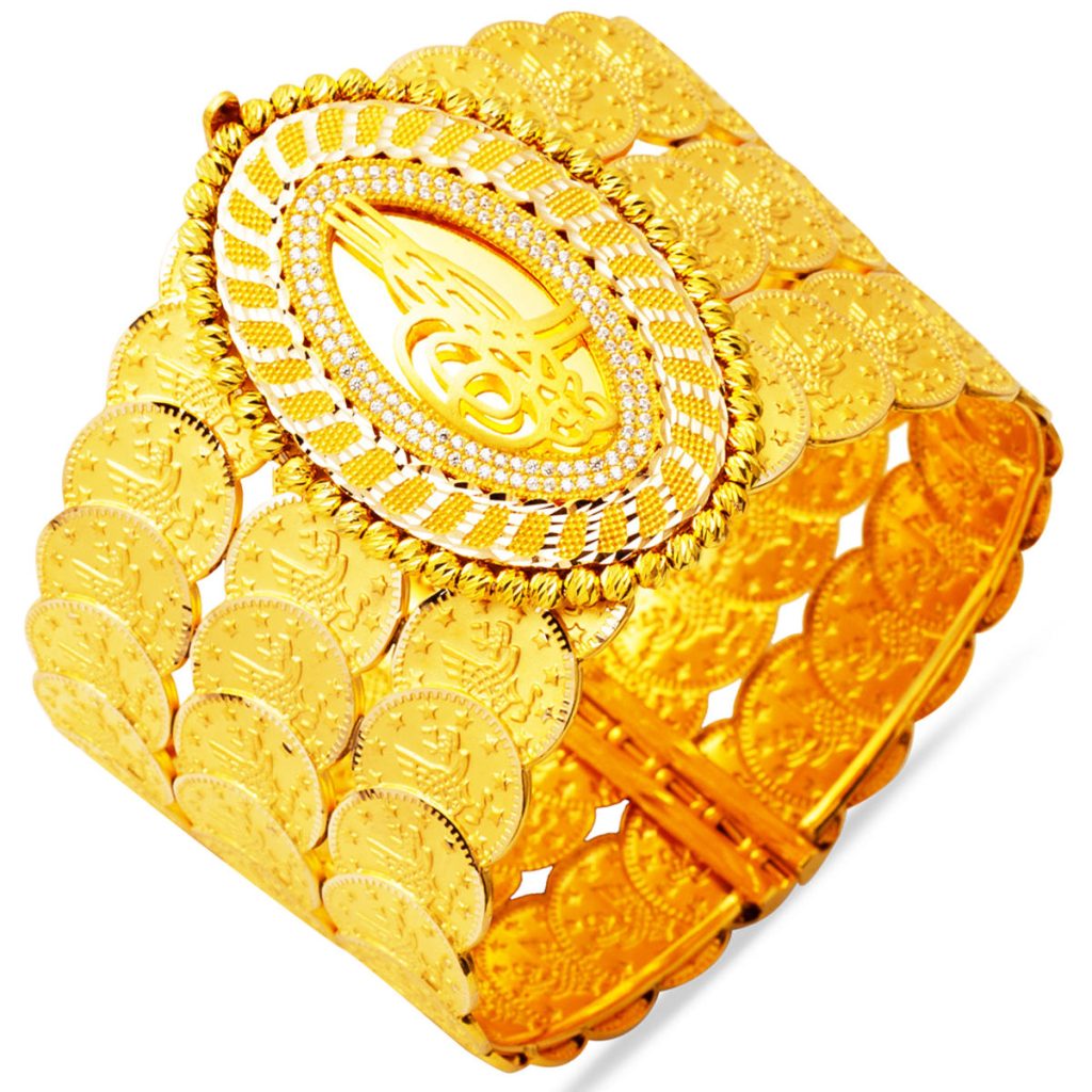 Resat Baskılı Monogramme Ottoman Boules Or Manchette Jonc