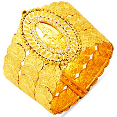 Reşat Baskılı with Monogram Doric Gold Cuff Bracelet