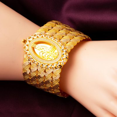 Osmanlı with Monogram Rize Wovensü Gold Cuff Bracelet - 14K - 36.5g - EZ Gold