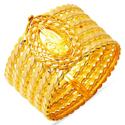 Plain 3'lü Twistedlı with Monogram Gold Cuff Bracelet