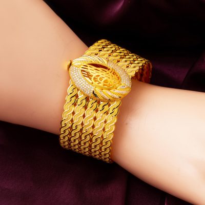 Sarmaşık Tuğralı Altın Kelepçe Bilezik - 14K - 27.47g - EZ Gold