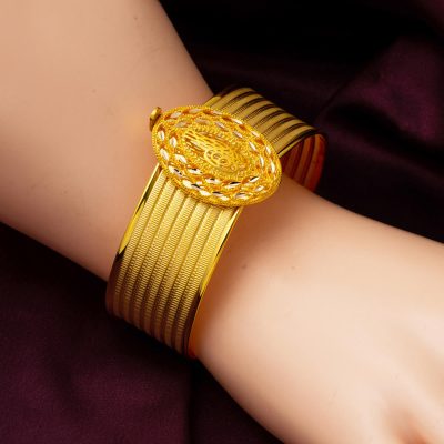 Modern Tasarım Tuğralı Kelepçe Altın Bilezik - 14K - 20g - EZ Gold