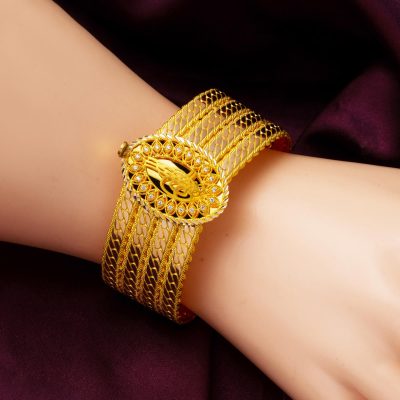 Tasarım Tuğralı Altın Kelepçe Bilezik - 14K - 22.5g - EZ Gold