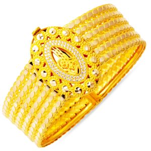 6 Row Erzurum Twisted Tughra Gold Cuff Bangle
